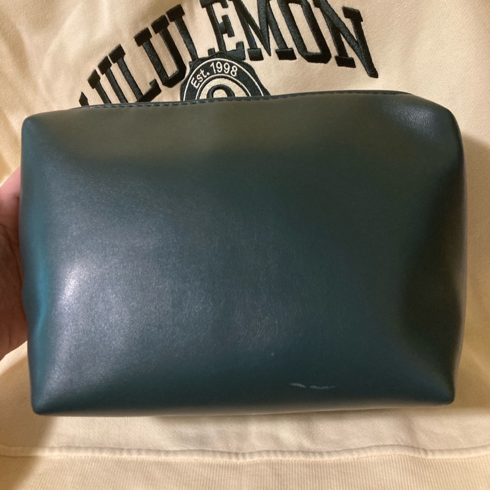 Anthropologie Emerald Green Cosmetic Pouch with Gold Zipper Used Excellent - Picture 5 of 8